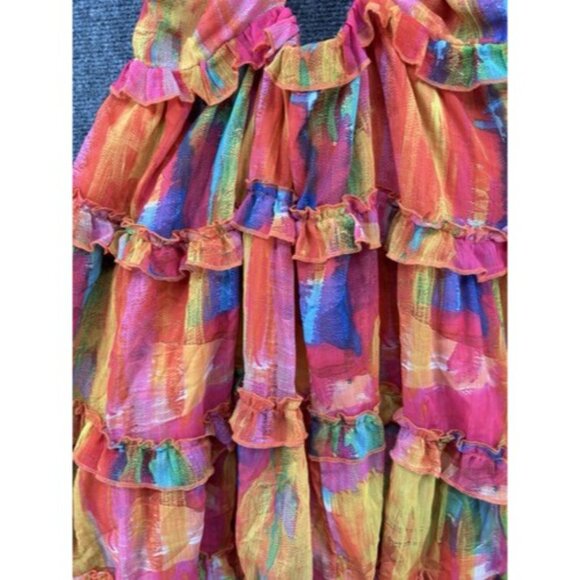 Lilly’s Kloset Women’s XL Ruffled Tie Dyed Halter Dress Peek A Boo Front & Back - Picture 6 of 14